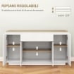 CREDENZA DA CUCINA MODERNA CON CASSETTO E 3 ARMADIETTI CON RIPIANI REGOLABILI, 140X40X75 CM, BIANCO