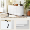 CREDENZA DA CUCINA MODERNA CON CASSETTO E 3 ARMADIETTI CON RIPIANI REGOLABILI, 140X40X75 CM, BIANCO
