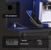 CREDENZA DA CUCINA ALTA STILE RUSTICO CON 2 ARMADIETTI, PORTABOTTIGLIE, PRESE DI RICARICA E LUCI LED, NERO