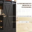 CREDENZA DA CUCINA ALTA STILE RUSTICO CON 2 ARMADIETTI, PORTABOTTIGLIE, PRESE DI RICARICA E LUCI LED, NERO
