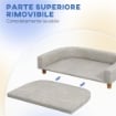 DIVANO PER CANI DI TAGLIA GRANDE CON CUSCINO SFODERABILE IN POLIESTERE E LEGNO 98X67X25 CM GRIGIO