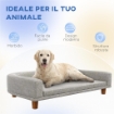 DIVANO PER CANI DI TAGLIA GRANDE CON CUSCINO SFODERABILE IN POLIESTERE E LEGNO 98X67X25 CM GRIGIO