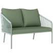 DIVANO DA GIARDINO 2 POSTI IN RATTAN PE STILE BOHO CON CUSCINI SFODERABILI E BRACCIOLI VERDE