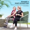 DIVANO DA GIARDINO 2 POSTI IN RATTAN PE STILE BOHO CON CUSCINI SFODERABILI E BRACCIOLI VERDE