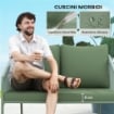 DIVANO DA GIARDINO 2 POSTI IN RATTAN PE STILE BOHO CON CUSCINI SFODERABILI E BRACCIOLI VERDE