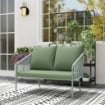 DIVANO DA GIARDINO 2 POSTI IN RATTAN PE STILE BOHO CON CUSCINI SFODERABILI E BRACCIOLI VERDE