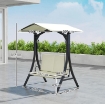 DONDOLO DA GIARDINO 2 POSTI CON TETTUCCIO REGOLABILE E CUSCINI 150X120X182 CM CREMA