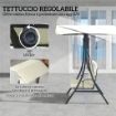 DONDOLO DA GIARDINO 2 POSTI CON TETTUCCIO REGOLABILE E CUSCINI 150X120X182 CM CREMA