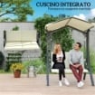 DONDOLO DA GIARDINO 2 POSTI CON TETTUCCIO REGOLABILE E CUSCINI 150X120X182 CM CREMA