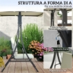 DONDOLO DA GIARDINO 2 POSTI CON TETTUCCIO REGOLABILE E CUSCINI 150X120X182 CM CREMA