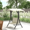 DONDOLO DA GIARDINO 2 POSTI CON TETTUCCIO REGOLABILE E CUSCINI 150X120X182 CM CREMA