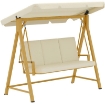 DONDOLO DA GIARDINO 3 POSTI CON TETTUCCIO REGOLABILE E CUSCINI 195X120X170 CM BEIGE