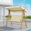 DONDOLO DA GIARDINO 3 POSTI CON TETTUCCIO REGOLABILE E CUSCINI 195X120X170 CM BEIGE