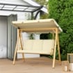 DONDOLO DA GIARDINO 3 POSTI CON TETTUCCIO REGOLABILE E CUSCINI 195X120X170 CM BEIGE