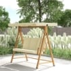 DONDOLO DA GIARDINO 3 POSTI CON TETTUCCIO REGOLABILE E CUSCINI 195X120X170 CM BEIGE