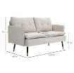 DIVANO 2 POSTI IN TESSUTO EFFETTO LINO CON GAMBE IN ACCIAIO E CUSCINI IMBOTTITI, 139X68X80 CM, BIANCO CREMA