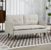 DIVANO 2 POSTI IN TESSUTO EFFETTO LINO CON GAMBE IN ACCIAIO E CUSCINI IMBOTTITI, 139X68X80 CM, BIANCO CREMA