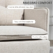 DIVANO 2 POSTI IN TESSUTO EFFETTO LINO CON GAMBE IN ACCIAIO E CUSCINI IMBOTTITI, 139X68X80 CM, BIANCO CREMA