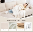 DIVANO CON PENISOLA A 3 POSTI IN TESSUTO EFFETTO VELLUTO, SCHIUMA E NYLON, 241X153X83 CM, BIANCO CREMA