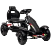 GO KART A PEDALI PER BAMBINI 5-12 ANNI IN PP E METALLO NERO CON SEDILE REGOLABILE E FRENO A MANO 121X58X61 CM