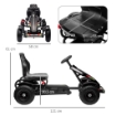 GO KART A PEDALI PER BAMBINI 5-12 ANNI IN PP E METALLO NERO CON SEDILE REGOLABILE E FRENO A MANO 121X58X61 CM