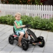 GO KART A PEDALI PER BAMBINI 5-12 ANNI IN PP E METALLO NERO CON SEDILE REGOLABILE E FRENO A MANO 121X58X61 CM