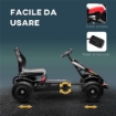 GO KART A PEDALI PER BAMBINI 5-12 ANNI IN PP E METALLO NERO CON SEDILE REGOLABILE E FRENO A MANO 121X58X61 CM