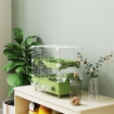 GABBIA PER CRICETI A 2 LIVELLI E 3 PORTE CON RUOTA E TUBI IN ACCIAIO PS E PP 44.5X28X44 CM VERDE E BIANCO