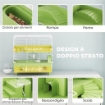 GABBIA PER CRICETI A 2 LIVELLI E 3 PORTE CON RUOTA E TUBI IN ACCIAIO PS E PP 44.5X28X44 CM VERDE E BIANCO