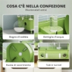 GABBIA PER CRICETI A 2 LIVELLI E 3 PORTE CON RUOTA E TUBI IN ACCIAIO PS E PP 44.5X28X44 CM VERDE E BIANCO