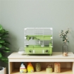 GABBIA PER CRICETI A 2 LIVELLI E 3 PORTE CON RUOTA E TUBI IN ACCIAIO PS E PP 44.5X28X44 CM VERDE E BIANCO