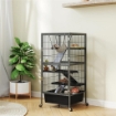 GABBIA PER PICCOLI ANIMALI A 4 LIVELLI CON RAMPE PIATTAFORME AMACA E RUOTE 52X52X115 CM GRIGIO