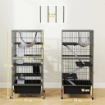 GABBIA PER PICCOLI ANIMALI A 4 LIVELLI CON RAMPE PIATTAFORME AMACA E RUOTE 52X52X115 CM GRIGIO