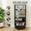 GABBIA PER PICCOLI ANIMALI A 4 LIVELLI CON RAMPE PIATTAFORME AMACA E RUOTE 52X52X115 CM GRIGIO