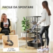 GABBIA PER PICCOLI ANIMALI A 4 LIVELLI CON RAMPE PIATTAFORME AMACA E RUOTE 52X52X115 CM GRIGIO