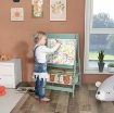 LAVAGNA PER BAMBINI CON CAVALLETTO 3 IN 1 E 2 CONTENITORI, ETÀ 3-8 ANNI, 54X46.5X93CM, VERDE