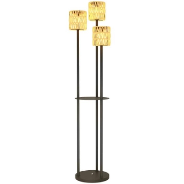 LAMPADA DA ESTERNO SOLARE IN STILE BOHO CON RIPIANO CENTRALE IN RATTAN PE E ACCIAIO 37X144 CM NERO E GIALLO
