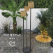 LAMPADA DA ESTERNO SOLARE IN STILE BOHO CON RIPIANO CENTRALE IN RATTAN PE E ACCIAIO 37X144 CM NERO E GIALLO