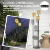 LAMPADA DA ESTERNO SOLARE IN STILE BOHO CON RIPIANO CENTRALE IN RATTAN PE E ACCIAIO 37X144 CM NERO E GIALLO