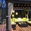 LAMPADA DA ESTERNO SOLARE IN STILE BOHO CON BASE QUADRATA IN RATTAN PE E ACCIAIO 45X45X178 CM NERO E GIALLO