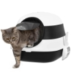 LETTIERA PER GATTI CHIUSA CON COPERCHIO PALETTA E DEODORANTE DESIGN PIEGHEVOLE 52X41X38 CM BIANCA E NERA