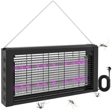 LAMPADA ANTIZANZARE PER INTERNO 8W CON CATENELLA E RETE DI PROTEZIONE 49X6X25 CM NERO