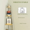 LIBRERIA ANGOLARE A 5 RIPIANI CON STRUTTURA PIEGHEVOLE E PIEDINI REGOLABILI COLORE LEGNO