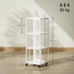 LIBRERIA MODERNA A 3 RIPIANI IN METALLO A RETE CON RUOTE 35X35X99 CM BIANCO