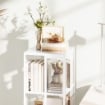 LIBRERIA MODERNA A 3 RIPIANI IN METALLO A RETE CON RUOTE 35X35X99 CM BIANCO