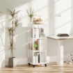 LIBRERIA MODERNA A 3 RIPIANI IN METALLO A RETE CON RUOTE 35X35X99 CM BIANCO