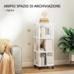 LIBRERIA MODERNA A 3 RIPIANI IN METALLO A RETE CON RUOTE 35X35X99 CM BIANCO