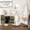 LIBRERIA MODERNA A 3 RIPIANI IN METALLO A RETE CON RUOTE 35X35X99 CM BIANCO