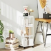 LIBRERIA MODERNA A 3 RIPIANI IN METALLO A RETE CON RUOTE 35X35X99 CM BIANCO