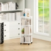 LIBRERIA MODERNA A 3 RIPIANI IN METALLO A RETE CON RUOTE 35X35X99 CM BIANCO